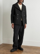 C.P. Company - Double-Breasted Brushed Virgin Wool Coat - Black