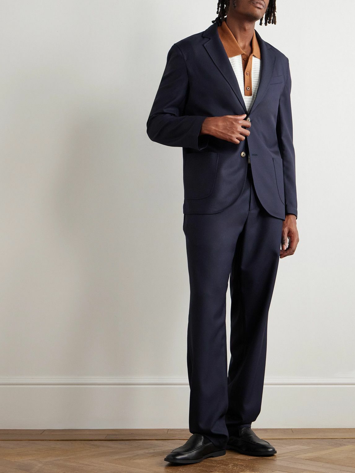 De Bonne Facture - Essential Unstructured Wool Suit Jacket - Blue
