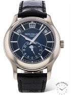 PATEK PHILIPPE - Pre-Owned 2022 Complications Automatic Moon-Phase 40mm 18-Karat White Gold and Alligator Watch, Ref. No. 5205G-013