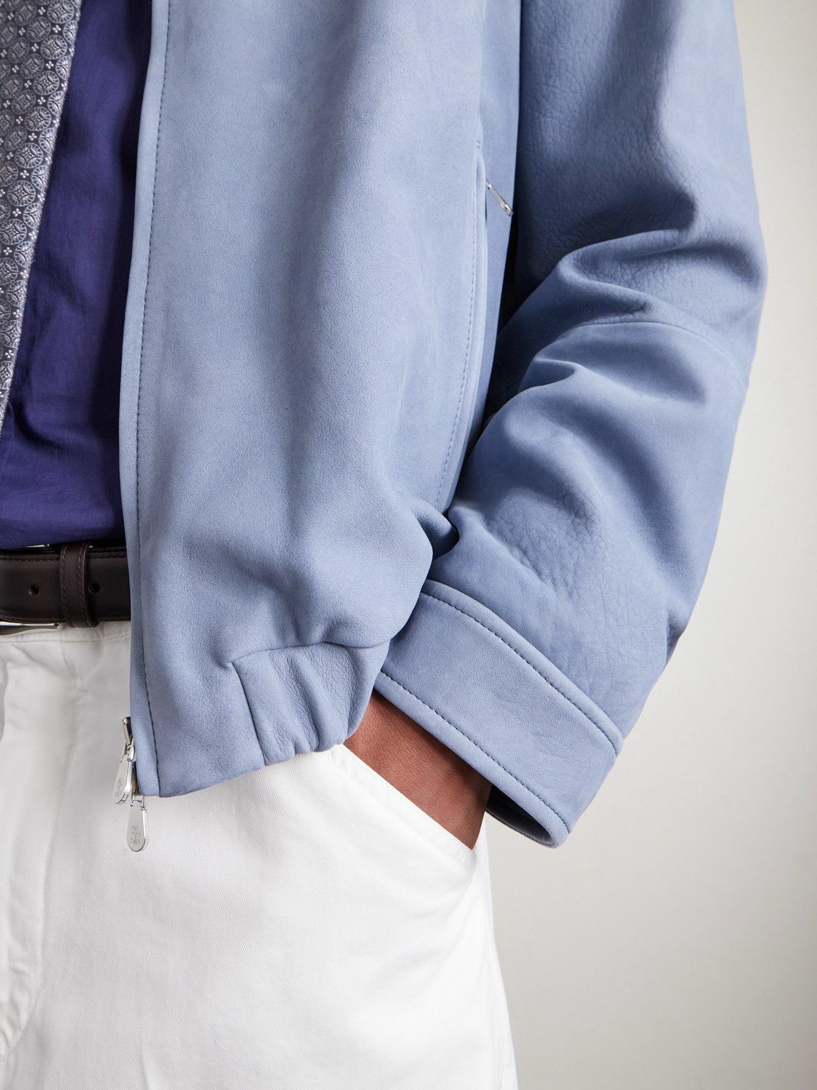 Brunello Cucinelli - Suede Blouson Jacket - Blue