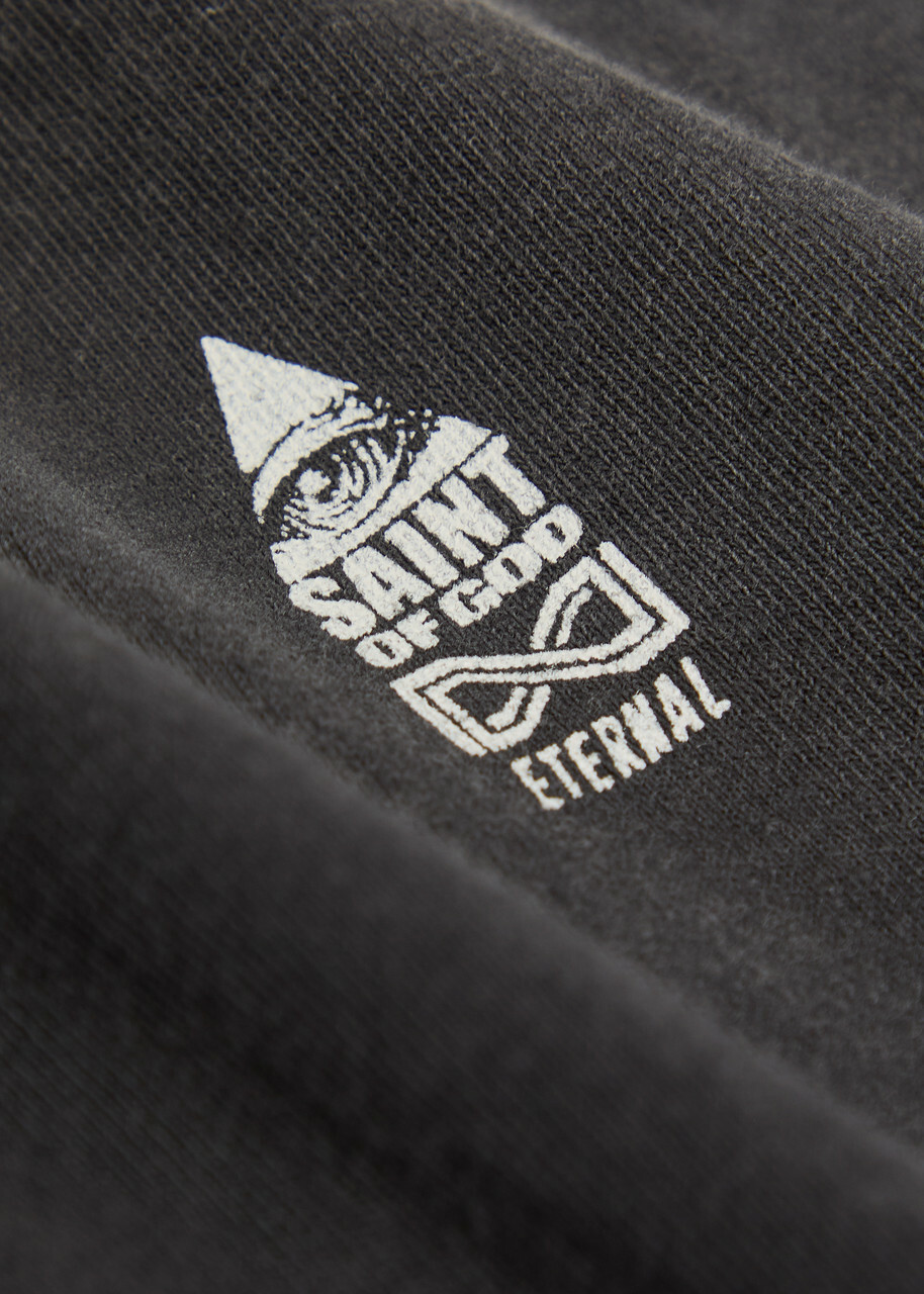 Saint Mxxxxxx Fog Printed Cotton T-shirt - Black - One Size