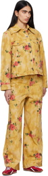 GANNI Yellow Printed Denim Jacket