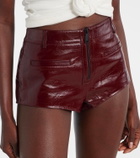 Self-Portrait High-rise leather shorts