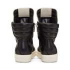 Rick Owens Black and Off-White Geobasket High-Top Sneakers