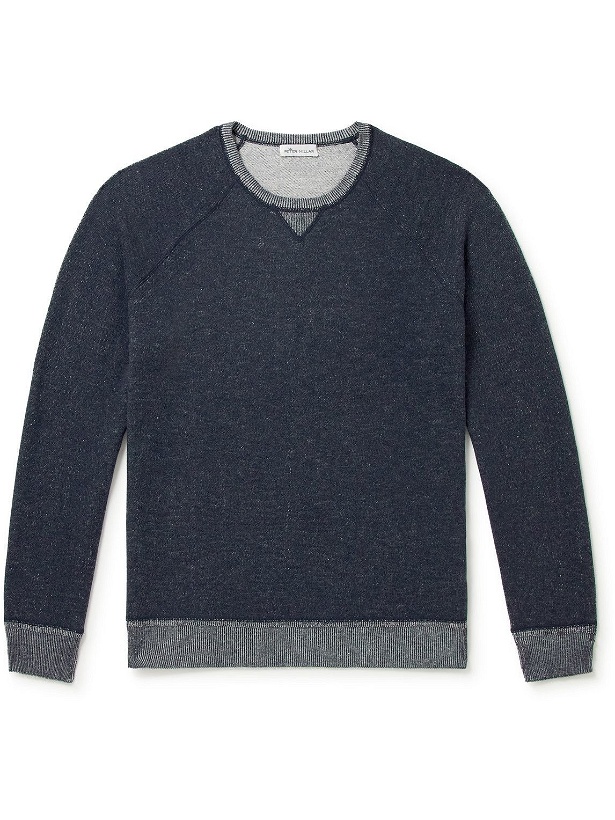Photo: Peter Millar - Hartford Brushed Cotton and Merino Wool-Blend Sweater - Blue