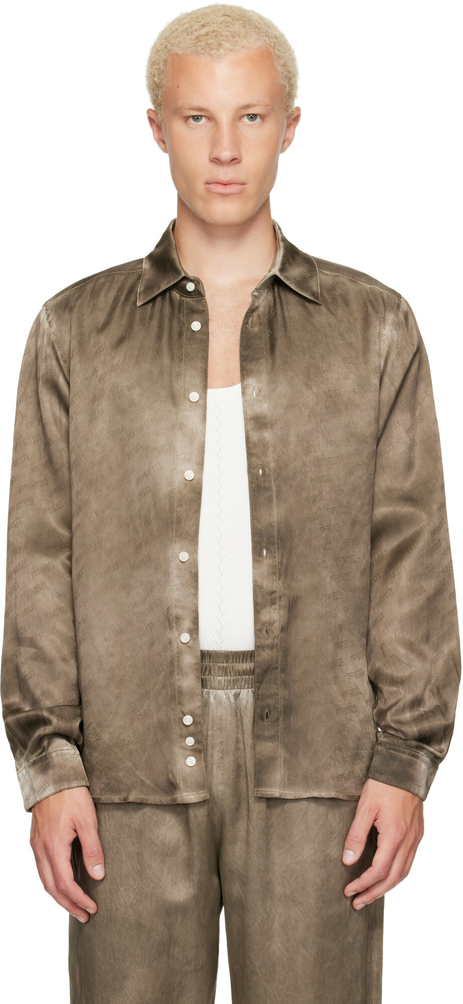 Diesel Brown Jacquard Logo Shirt