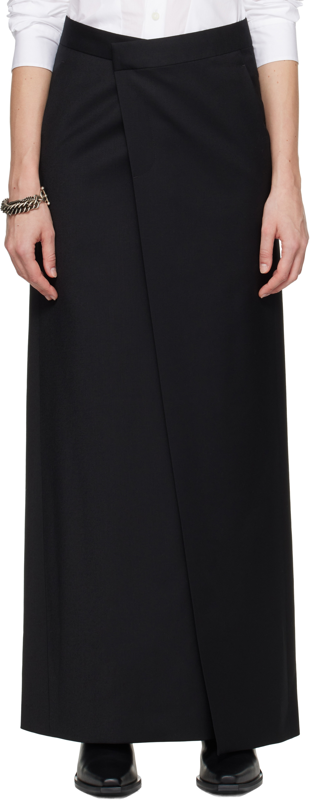 Ann Demeulemeester Black Lykke Wrap Maxi Skirt
