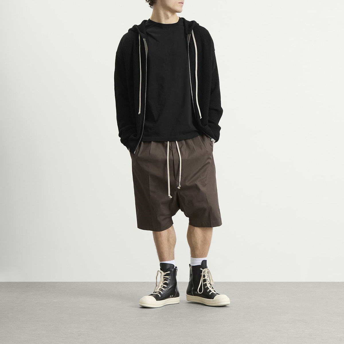 Rick Owens RICKS PODS ブラック 48 25SS Rick Owens Men's Ricks Pods Shorts in Dark Dust Rick Owens