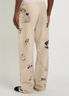 Duke And Dexter Sketch Printed Cotton Sweatpants Off White