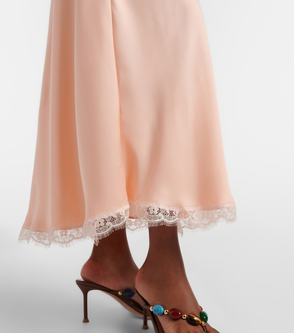 Faithfull Sella lace-trimmed satin maxi dress