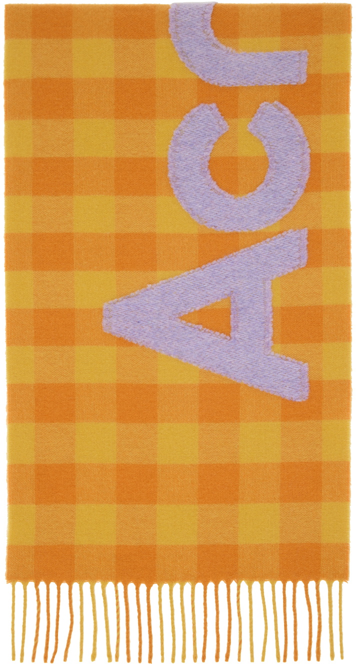 Acne Studios Orange Check Scarf Acne Studios