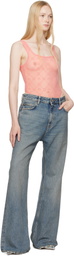 Marine Serre SSENSE Exclusive Pink Recycled Mesh Flock Bodysuit