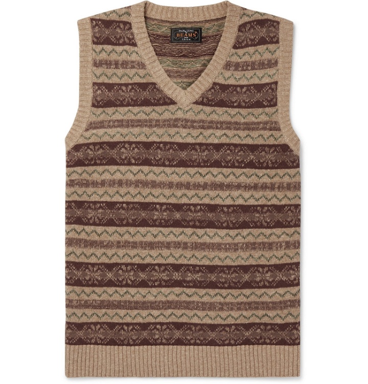 Photo: Beams Plus - Slim-Fit Fair Isle Linen and Cotton-Blend Sweater Vest - Neutrals