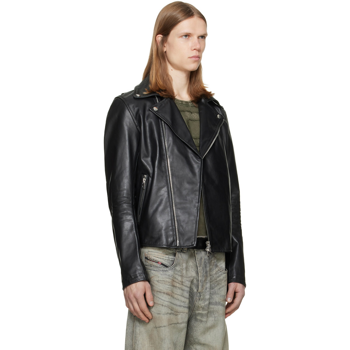 Diesel Black L-Eo-Wrd Leather Jacket