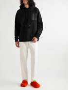 Loewe - Anagram Leather-Trimmed Cotton-Jersey Hoodie - Black