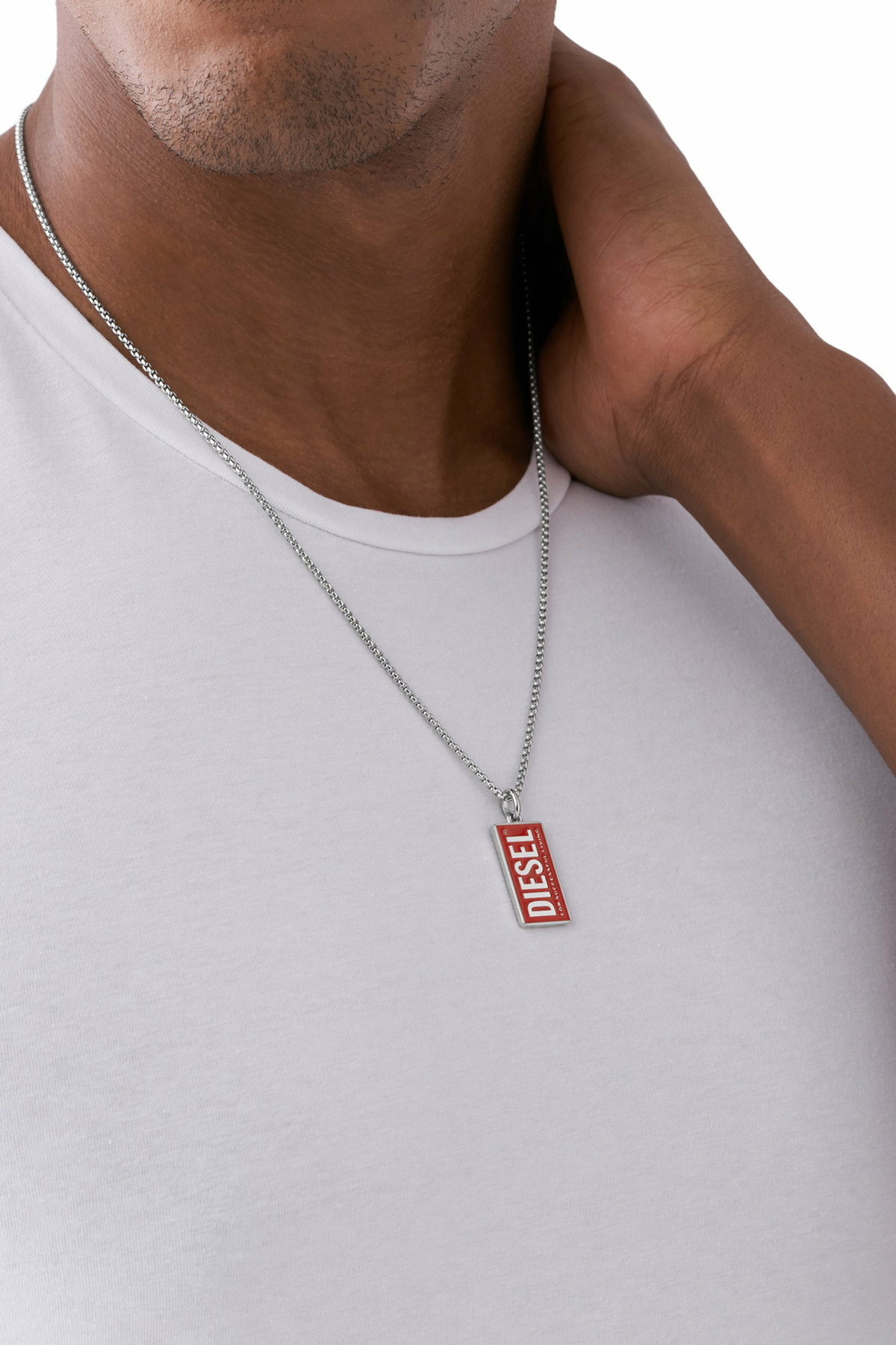 Diesel Stainless Steel Logo Dog Tag Necklace - Necklaces - Unisex