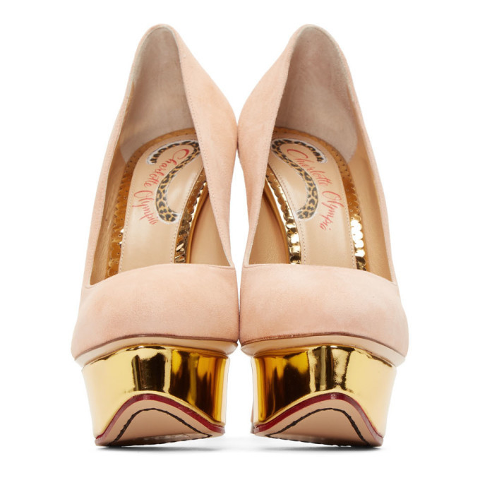 Charlotte Olympia Pink Suede Platform Dolly Heels Charlotte