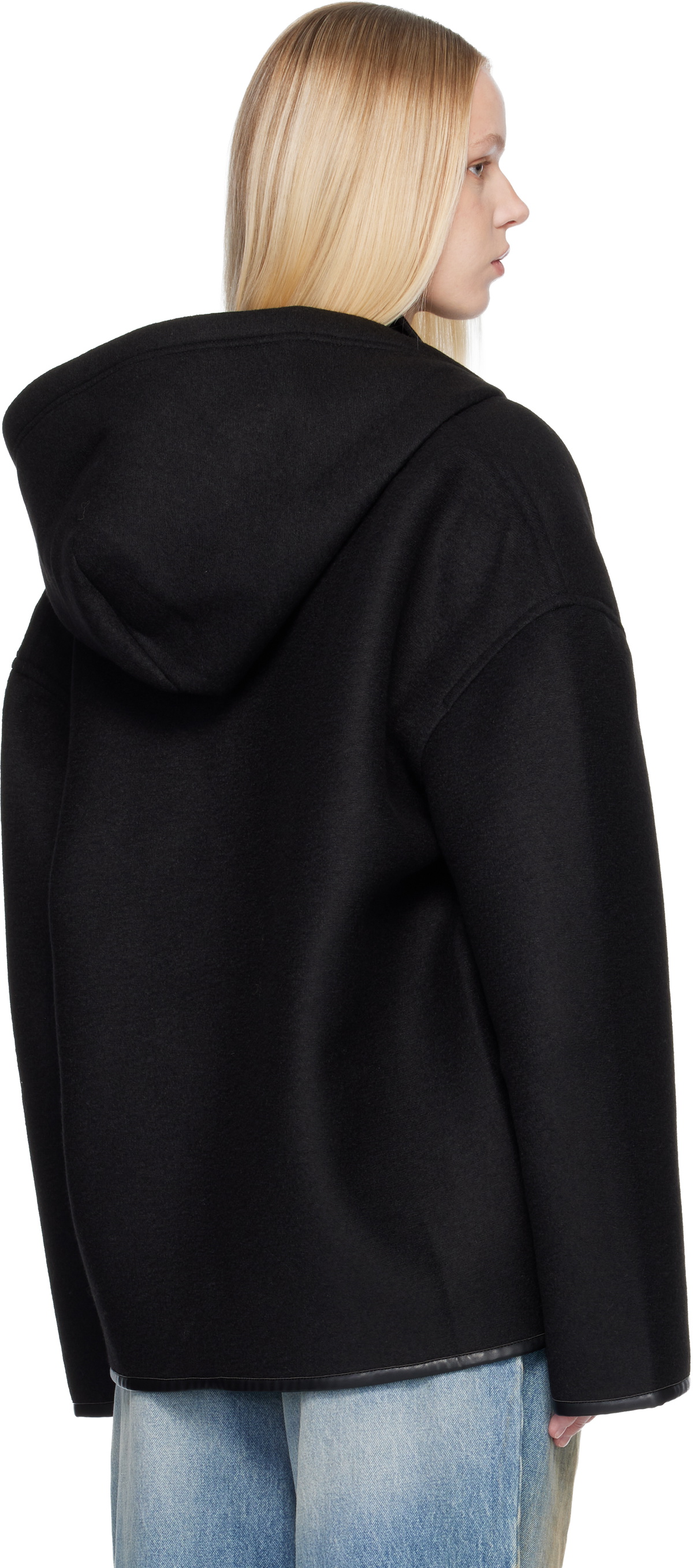 032c Black Neoprene Zip Up Hooded Jacket