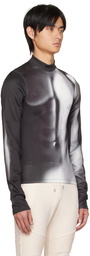 Balmain Black & White Body Print Turtleneck