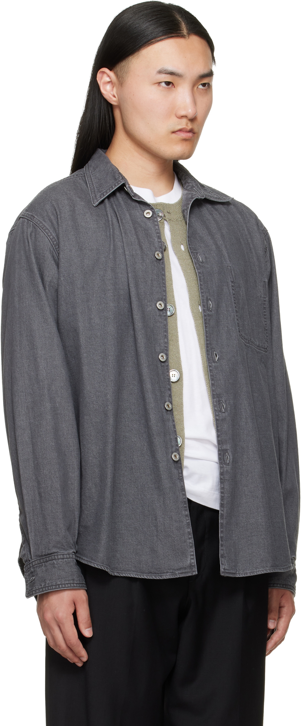 YOKE Gray Vintage Washed Denim Overshirt