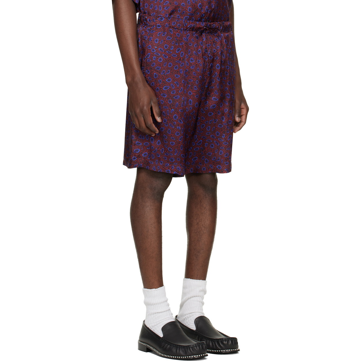 Dries Van Noten Red & Purple Viscose Shorts