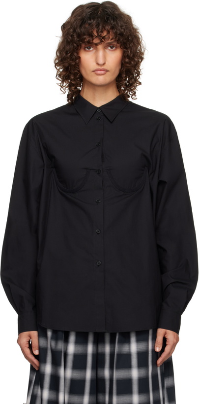 Photo: Pushbutton Black Bra Detail Shirt