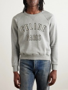 CELINE - Logo-Appliquéd Cotton-Blend Jersey Sweatshirt - Gray