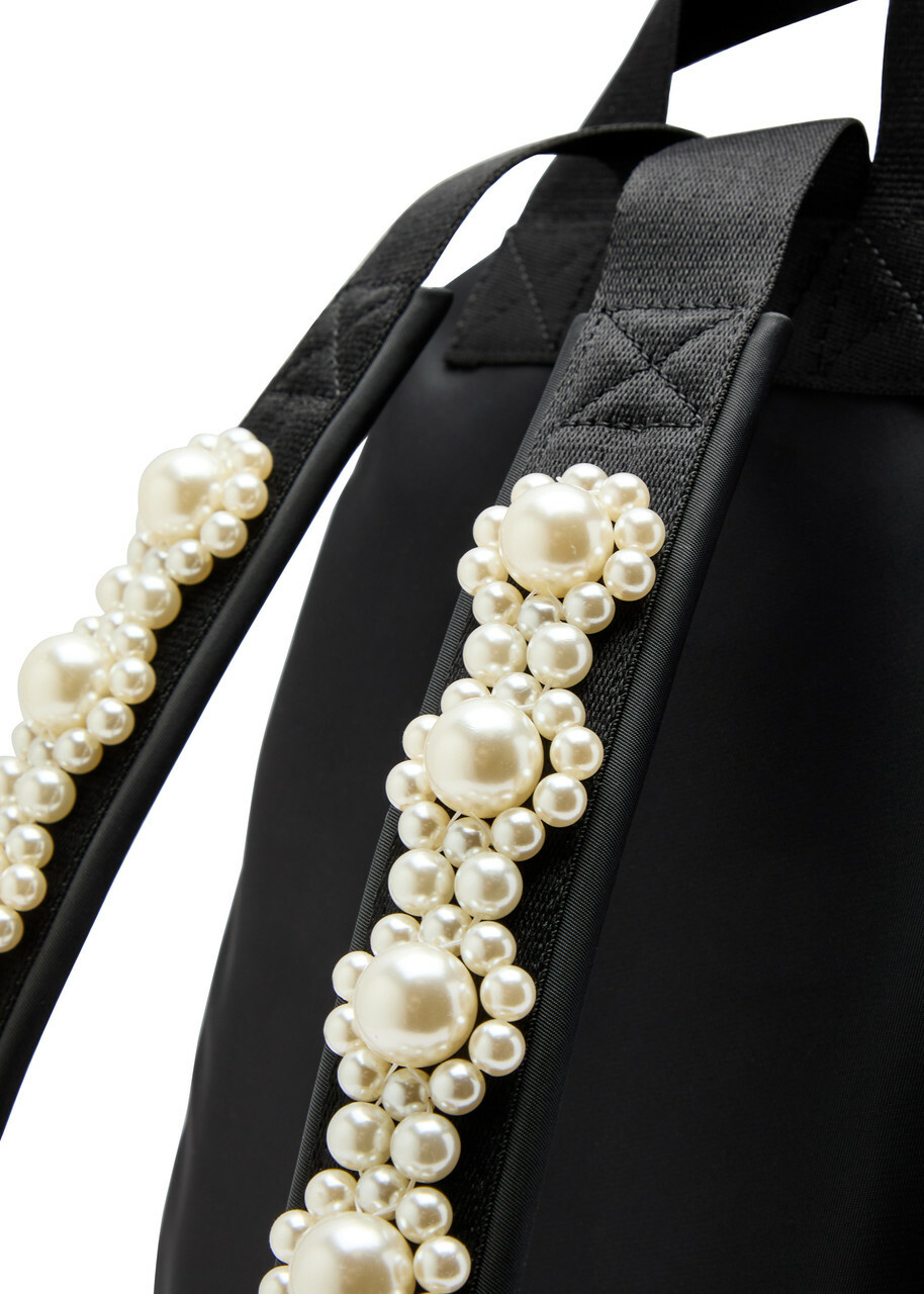 Simone Rocha Bow and Bead-embellished Nylon Backpack - Black - One Size