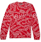 Balenciaga - Logo-Intarsia Virgin Wool-Blend Sweater - Red