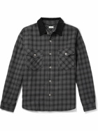 Guess USA - Corduroy-Trimmed Checked Cotton-Flannel Shirt - Black