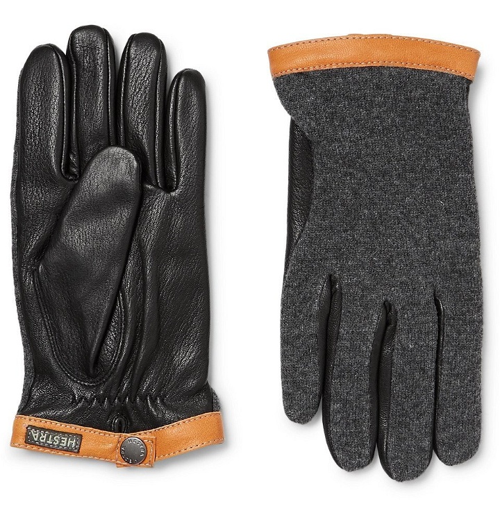 Photo: Hestra - Tricot-Panelled Leather Gloves - Men - Black