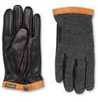 Hestra - Tricot-Panelled Leather Gloves - Men - Black