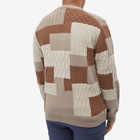 Beams Plus Men's Patchwork Jaquard Cardigan in Brown