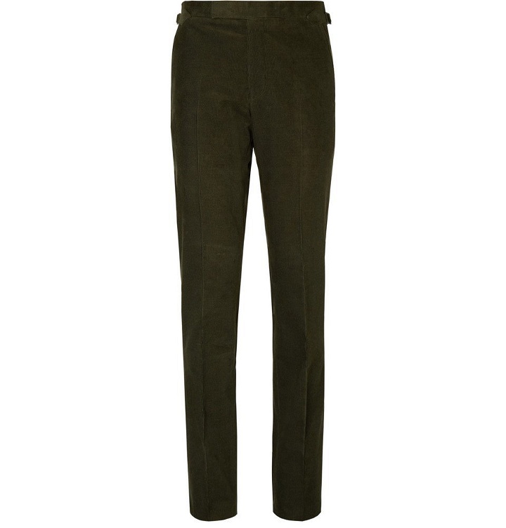 Photo: Richard James - Dark-Green Slim-Fit Cotton-Corduroy Suit Trousers - Dark green