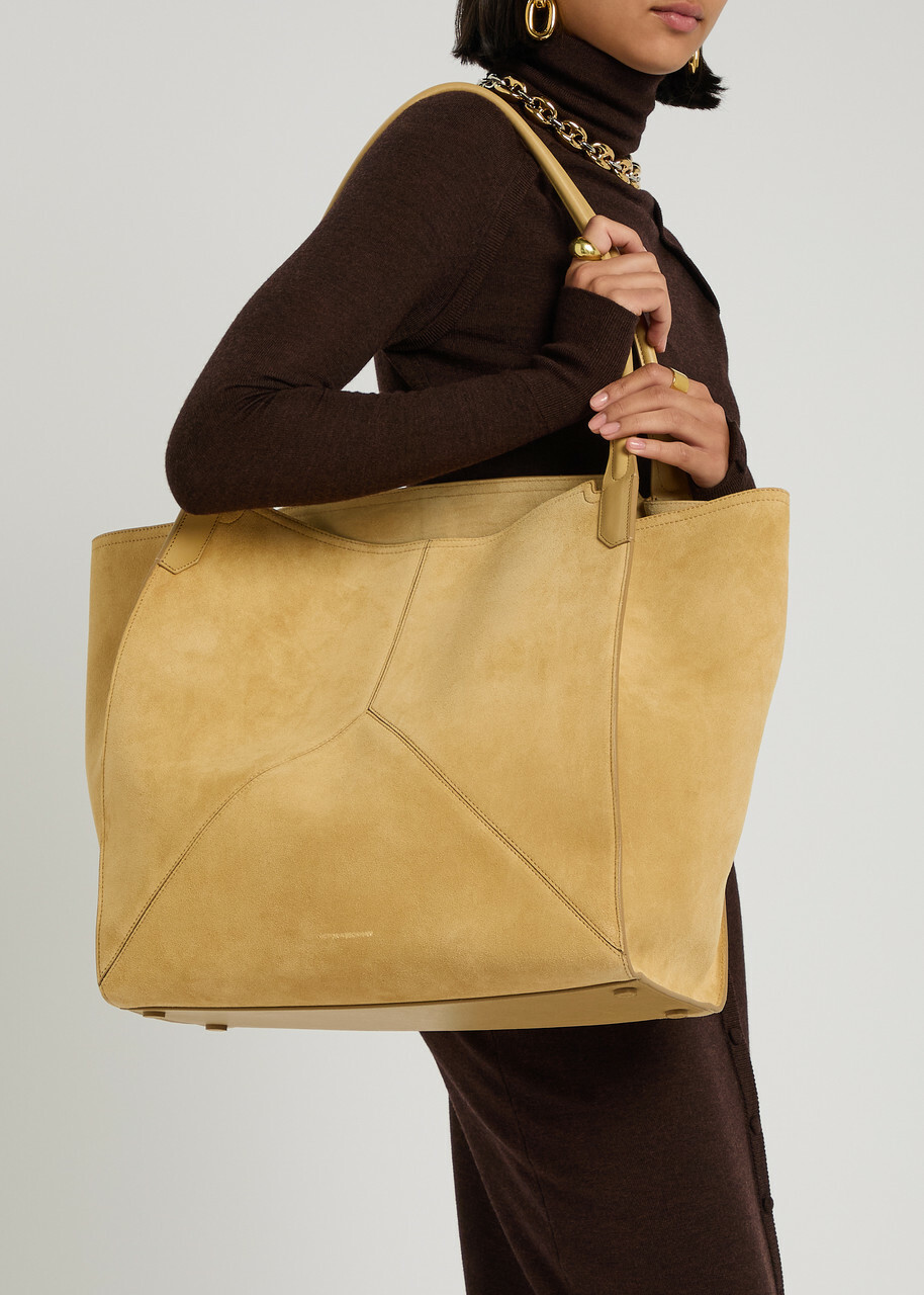 Victoria Beckham Victoria Panelled Suede Tote - Sand - One Size