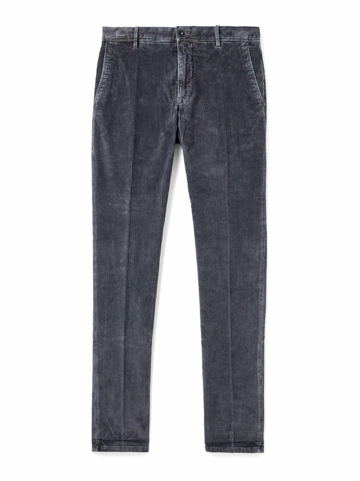 Incotex - Slim-Fit Cotton-Blend Corduroy Trousers - Gray