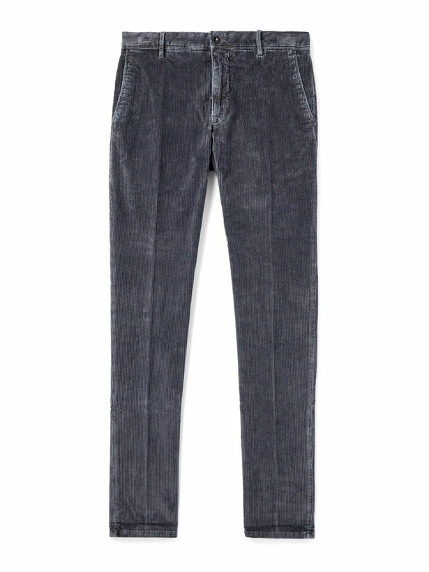Photo: Incotex - Slim-Fit Cotton-Blend Corduroy Trousers - Gray