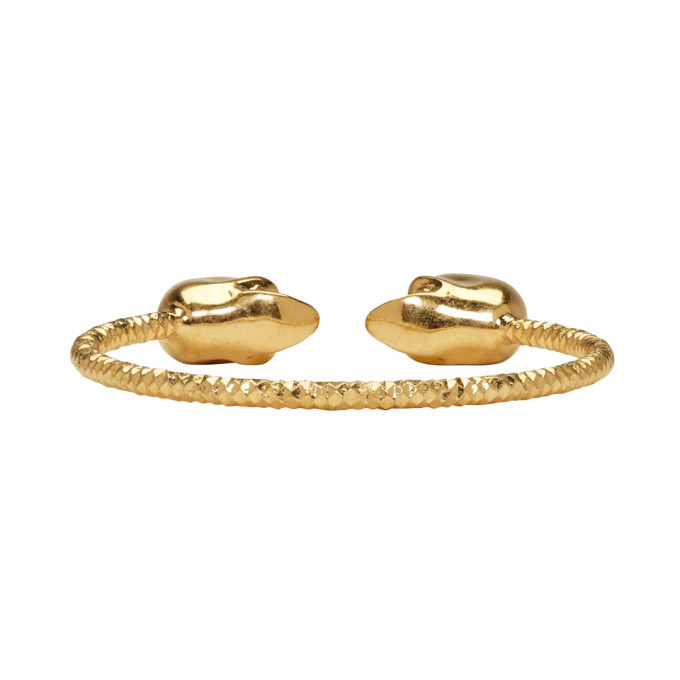Alexander McQueen Gold Twin Skull Bracelet Alexander McQueen
