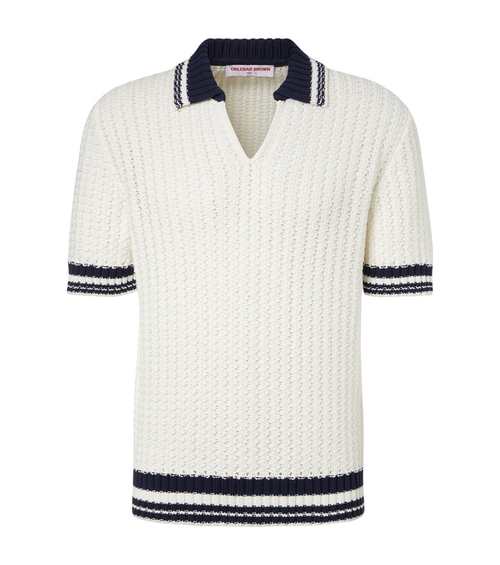 Photo: Orlebar Brown Swift crochet striped cotton polo shirt