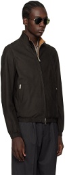 ZEGNA Brown Zip Reversible Leather Jacket