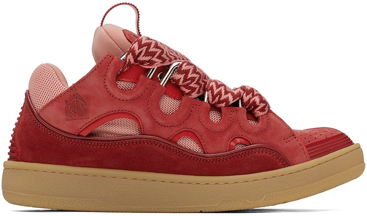Photo: Lanvin Red Curb Leather Sneakers