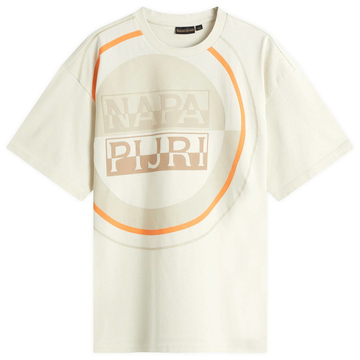 Napapijri Men's Premium Macro Dimension Print T-Shirt in Beige Dimity