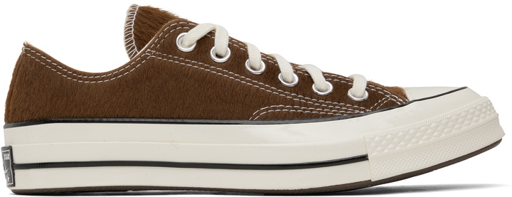 Photo: Converse Brown Chuck 70 Premium Leather Sneakers
