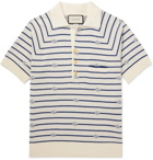 Gucci - Logo-Intarsia Cotton and Wool-Blend Polo Shirt - Blue