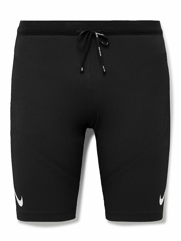 Photo: Nike Running - AeroSwift Logo-Print Ribbed Dri-FIT ADV Shorts - Black