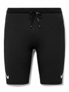 Nike Running - AeroSwift Logo-Print Ribbed Dri-FIT ADV Shorts - Black