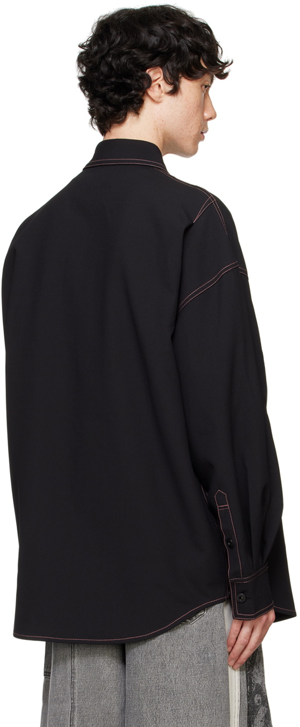 Feng Chen Wang Black Contrast Stitching Shirt