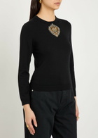 Alice + Olivia Porla Embellished Stretch-wool top Black