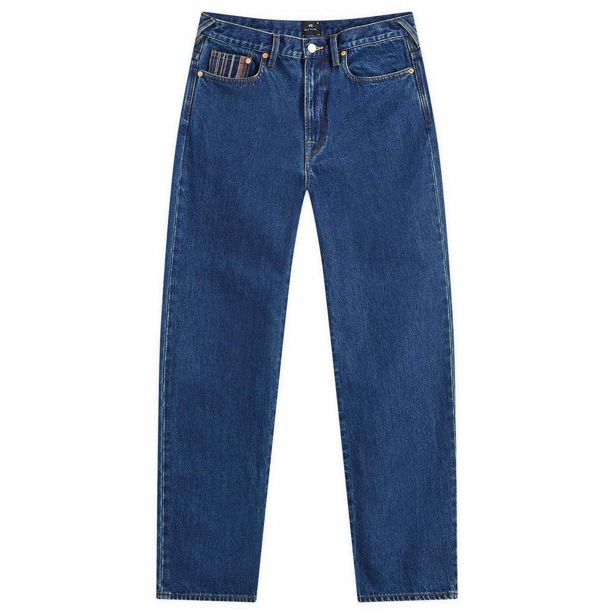 PAUL SMITH Size 36 Blue Contrast Stitch Cotton Straight Japanese Selvedge Jeans main image 1
