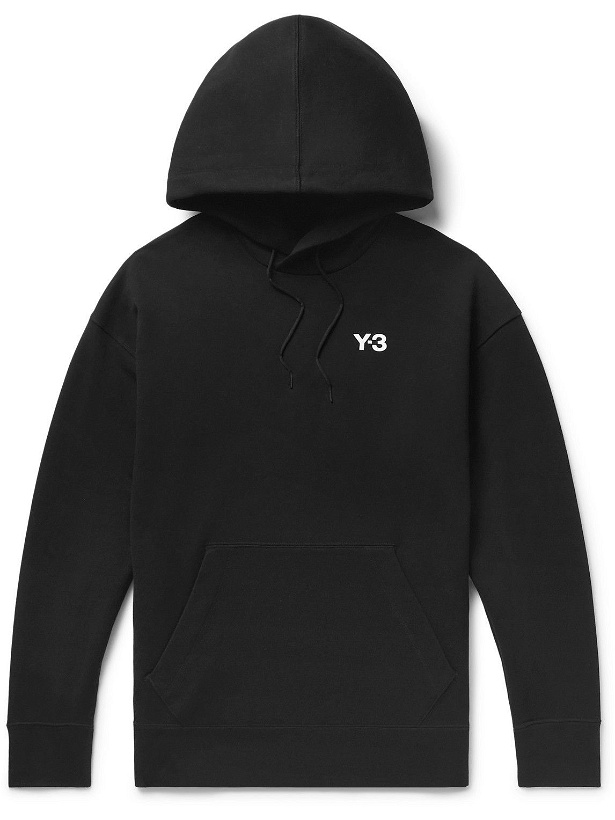 Photo: Y-3 - Logo-Print Embroidered Cotton-Blend Jersey Hoodie - Black